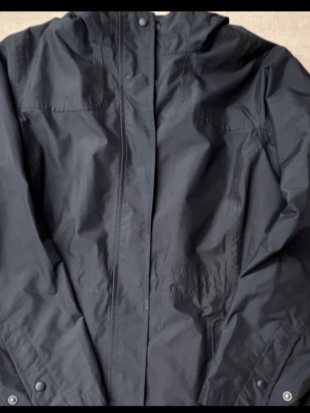 L.L. Bean Women's Black Hooded Raincoat